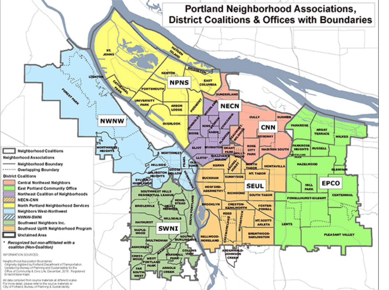 Map of Portland's Neighborhood Associations